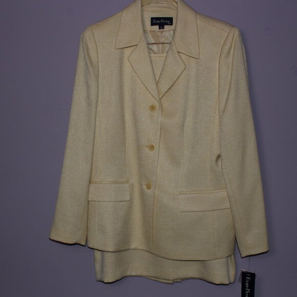 Vintage Evan-Picone 2-Piece Cream Suit with Jacket and Skirt Size 14 - Picture 1 of 15